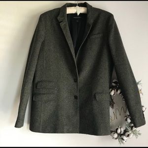 Banana Republic Green Tweed Wool Hacking Blazer